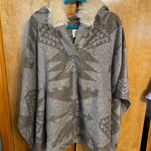 Boho fur hood poncho sweater from Dylan
